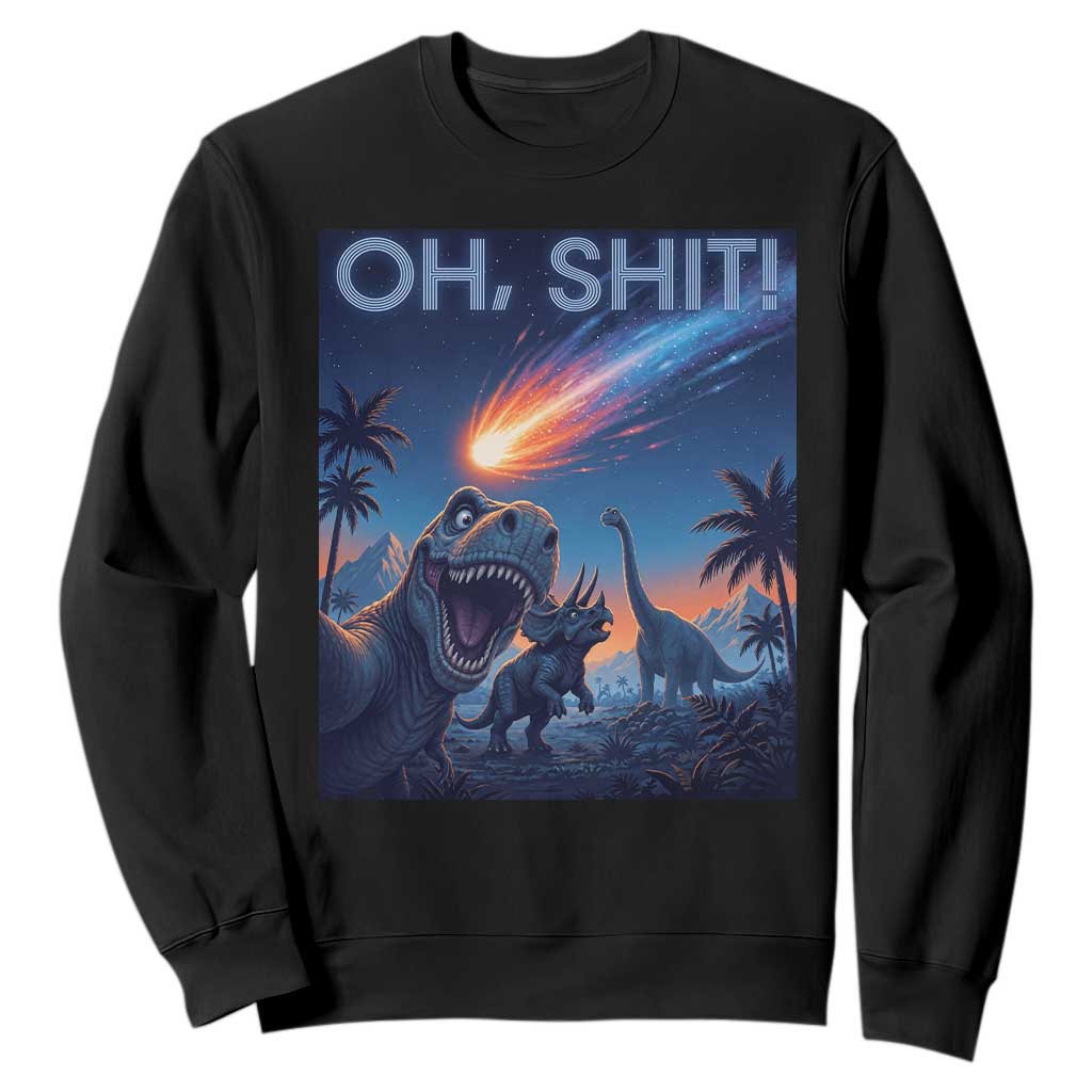 Funny Dinosaur Meteorite Sweatshirt Astronomy Lover Gift TS12 Black Print Your Wear