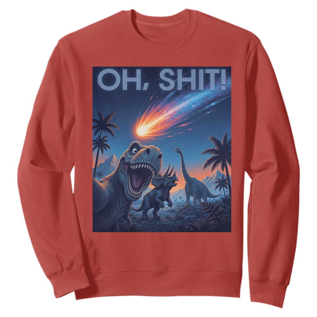 Funny Dinosaur Meteorite Sweatshirt Astronomy Lover Gift TS12 Red Print Your Wear