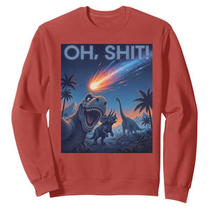 Funny Dinosaur Meteorite Sweatshirt Astronomy Lover Gift TS12 Red Print Your Wear