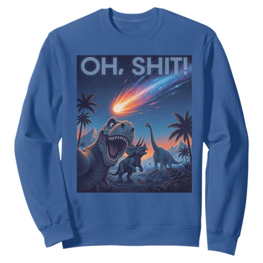 Funny Dinosaur Meteorite Sweatshirt Astronomy Lover Gift TS12 Royal Blue Print Your Wear