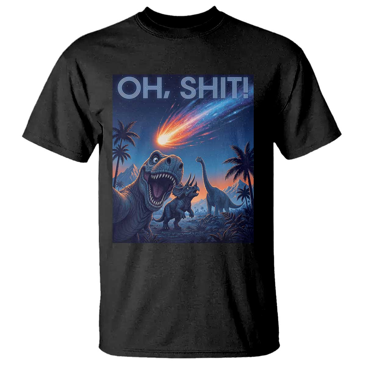 Funny Dinosaur Meteorite T Shirt Astronomy Lover Gift TS12 Black Print Your Wear