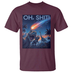 Funny Dinosaur Meteorite T Shirt Astronomy Lover Gift TS12 Maroon Print Your Wear