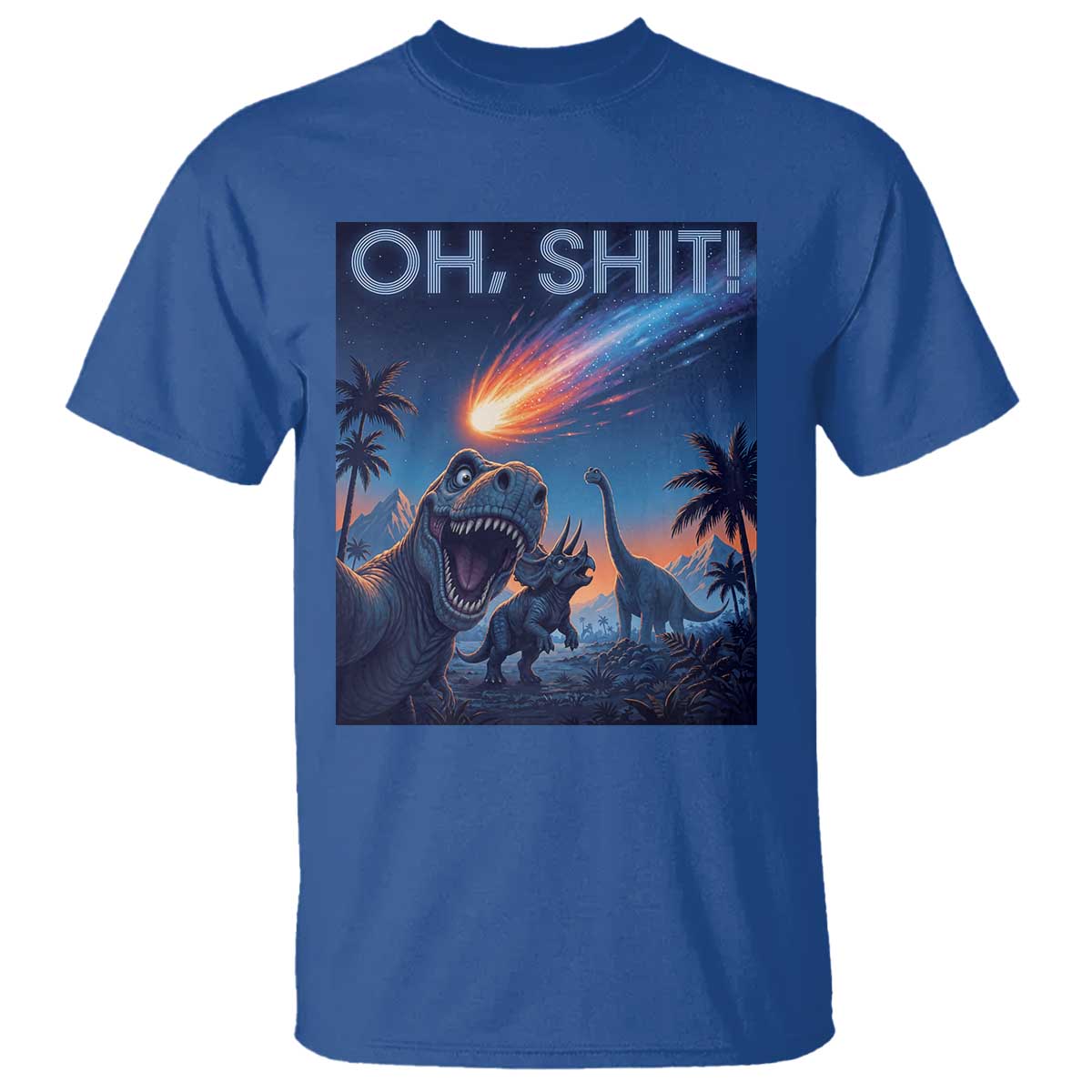 Funny Dinosaur Meteorite T Shirt Astronomy Lover Gift TS12 Royal Blue Print Your Wear