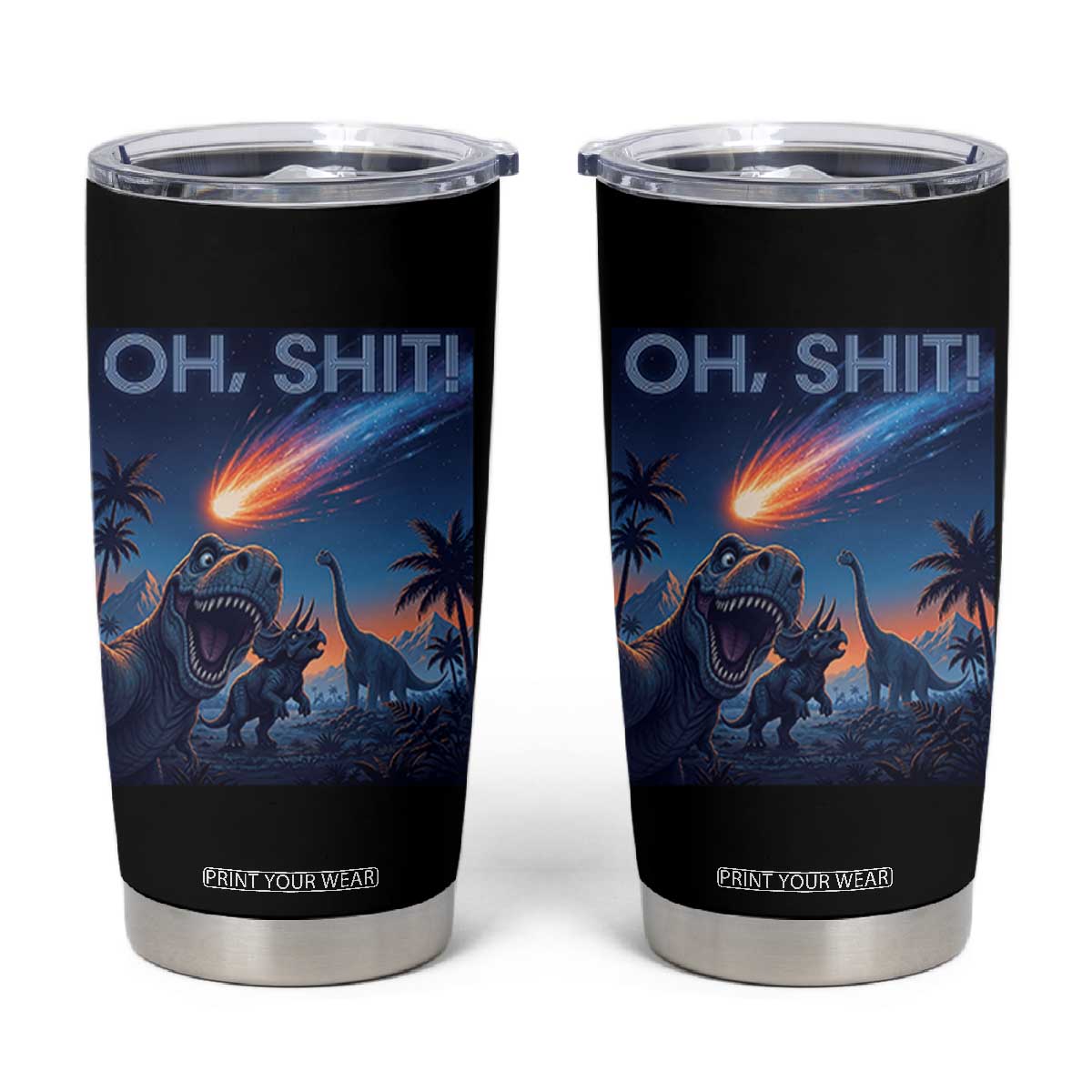 Funny Dinosaur Meteorite Tumbler Cup Astronomy Lover Gift TS12 Black Print Your Wear