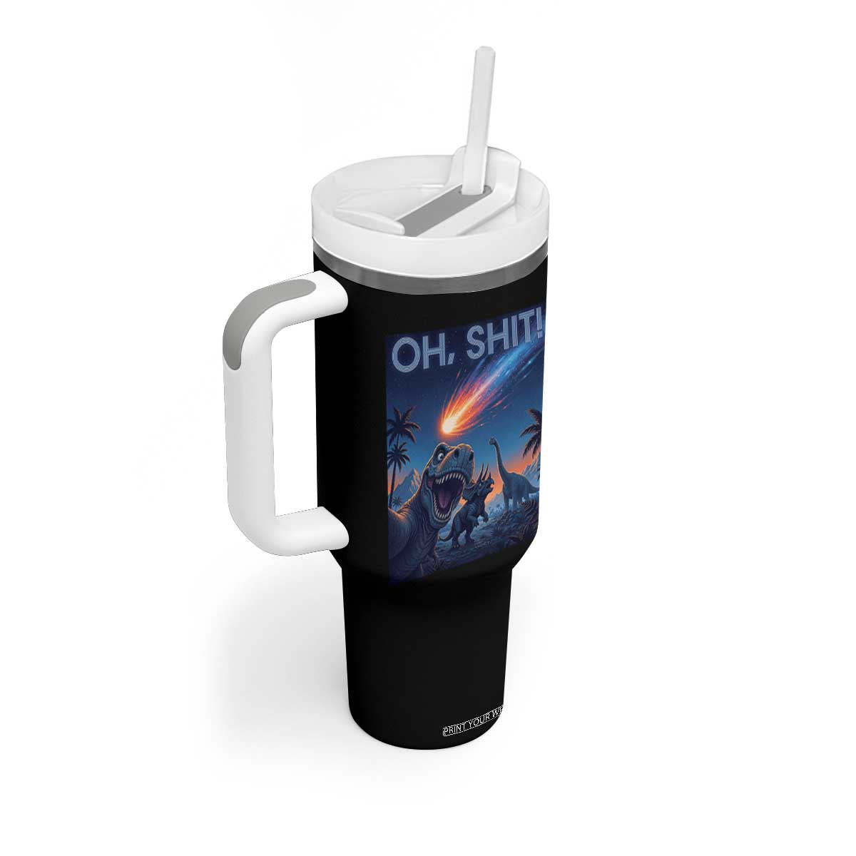 Funny Dinosaur Meteorite Tumbler With Handle Astronomy Lover Gift TS12 Print Your Wear