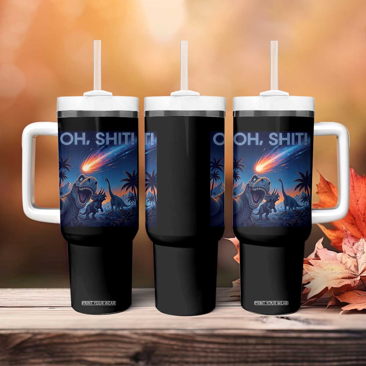 Funny Dinosaur Meteorite Tumbler With Handle Astronomy Lover Gift TS12 Print Your Wear