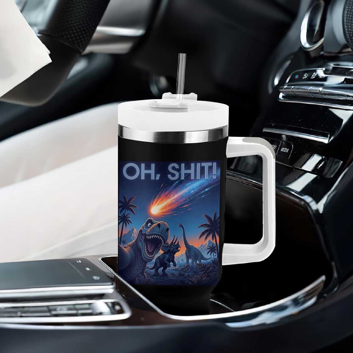 Funny Dinosaur Meteorite Tumbler With Handle Astronomy Lover Gift TS12 Print Your Wear