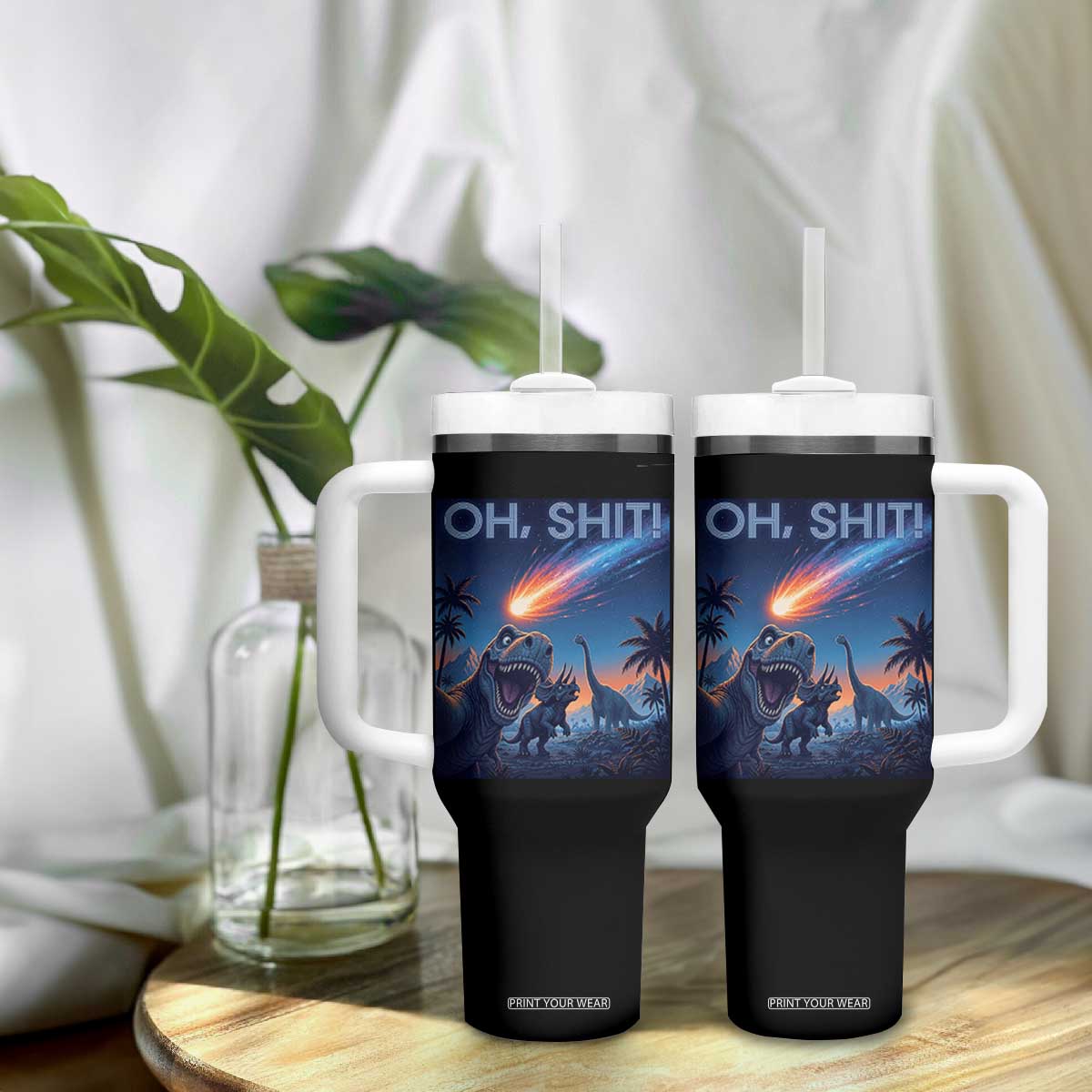 Funny Dinosaur Meteorite Tumbler With Handle Astronomy Lover Gift TS12 Print Your Wear