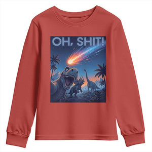 Funny Dinosaur Meteorite Youth Sweatshirt Astronomy Lover Gift TS12 Red Print Your Wear