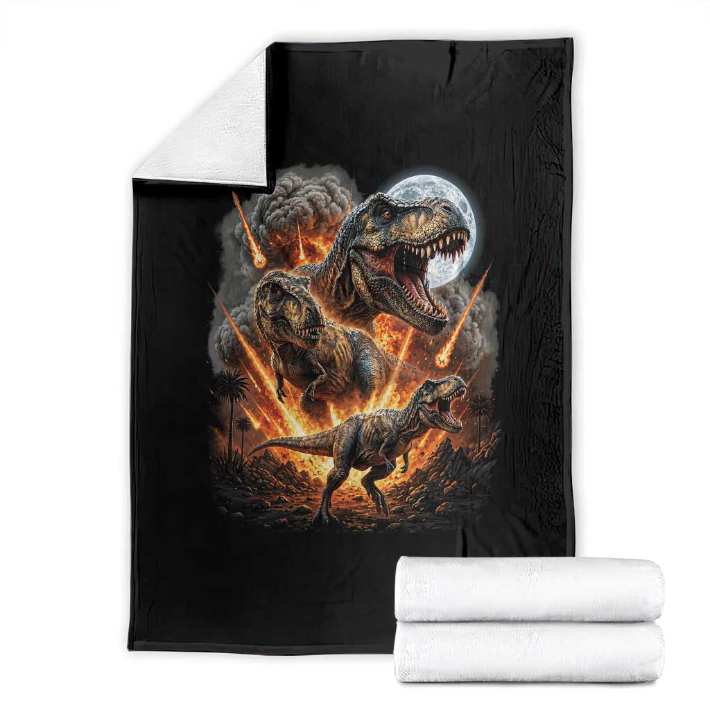 Funny Dinosaur Meteorite Strike Throw Blanket Epic Paleontology Gift TS12 Black Print Your Wear