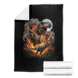 Funny Dinosaur Meteorite Strike Throw Blanket Epic Paleontology Gift TS12 Black Print Your Wear