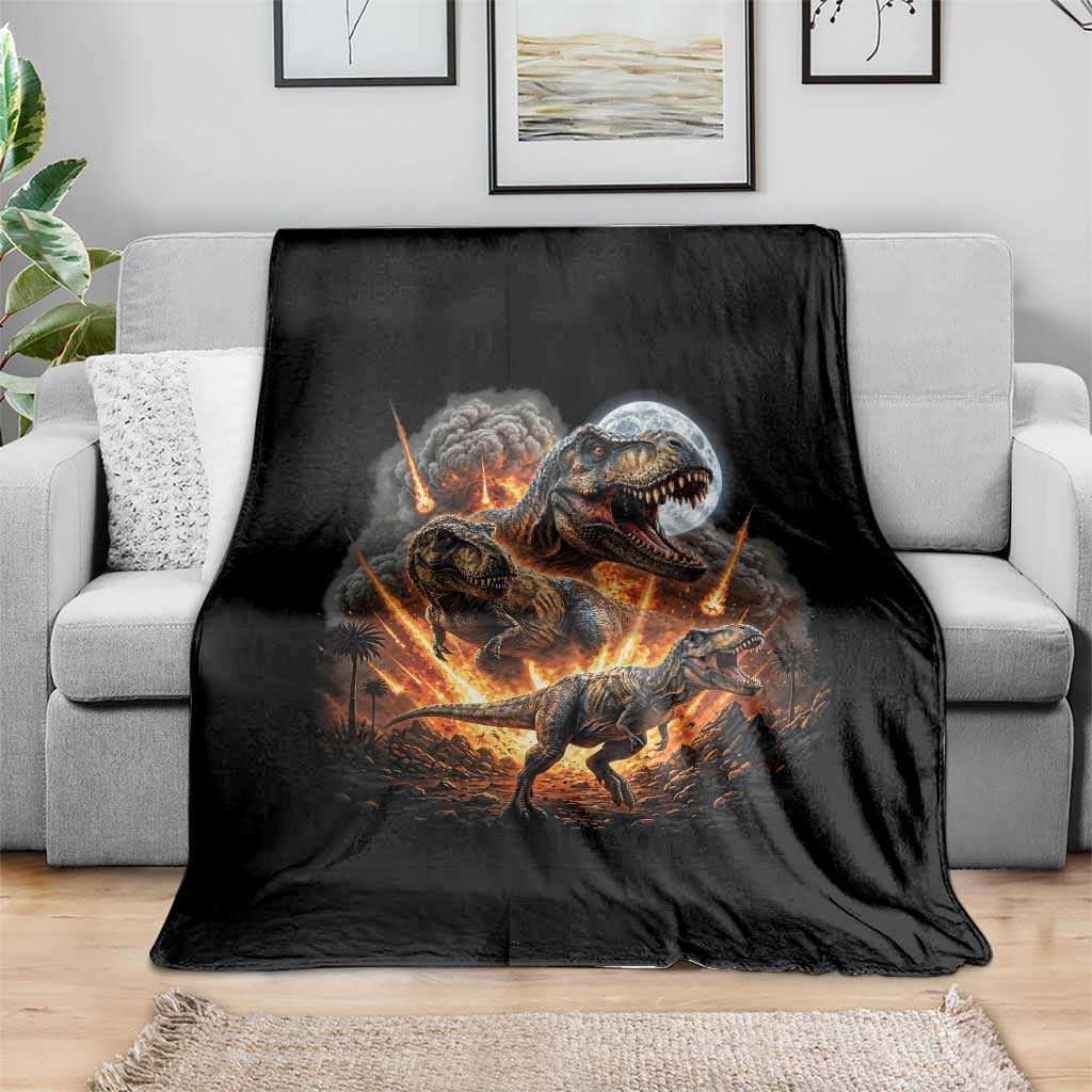 Funny Dinosaur Meteorite Strike Throw Blanket Epic Paleontology Gift TS12 Print Your Wear