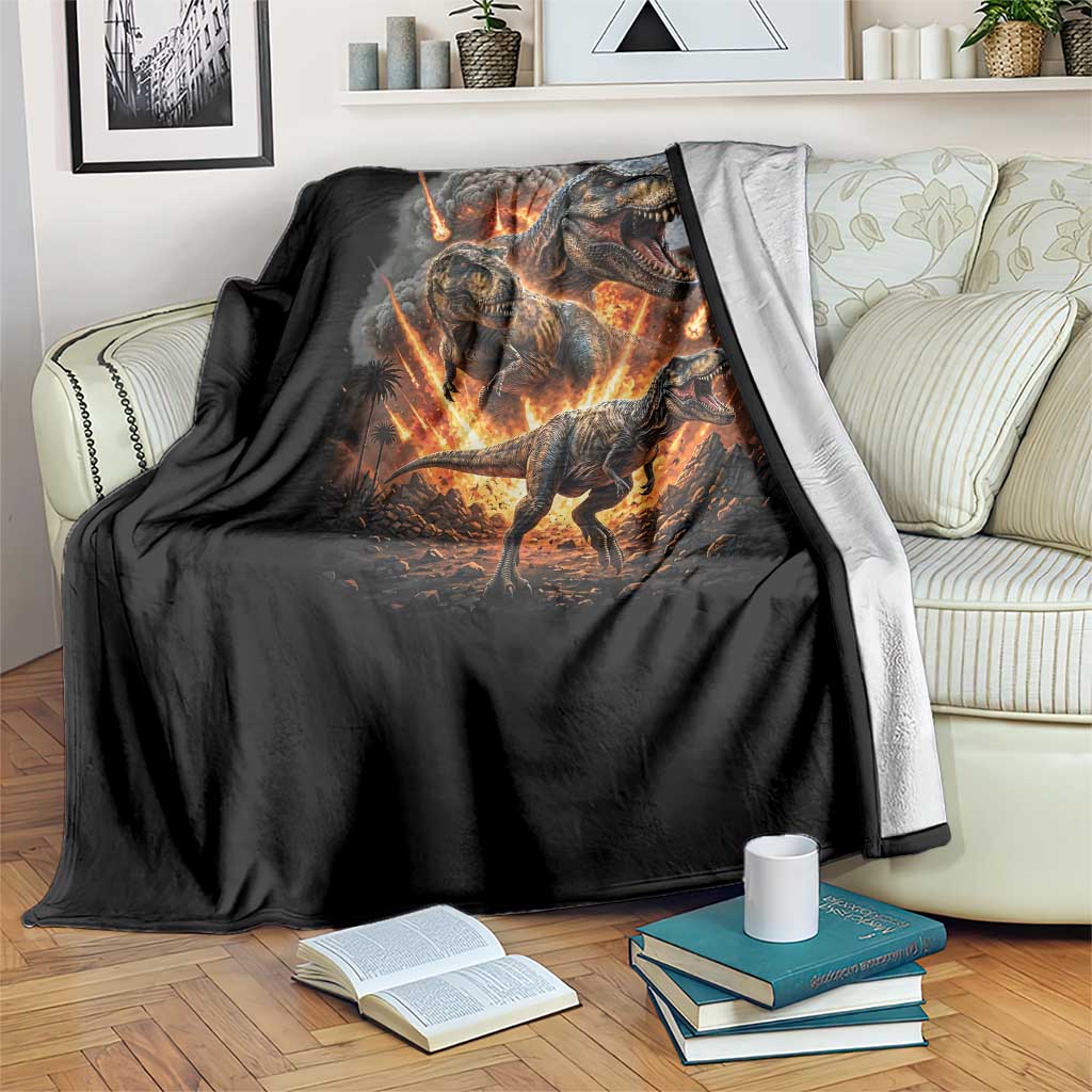 Funny Dinosaur Meteorite Strike Throw Blanket Epic Paleontology Gift TS12 Print Your Wear