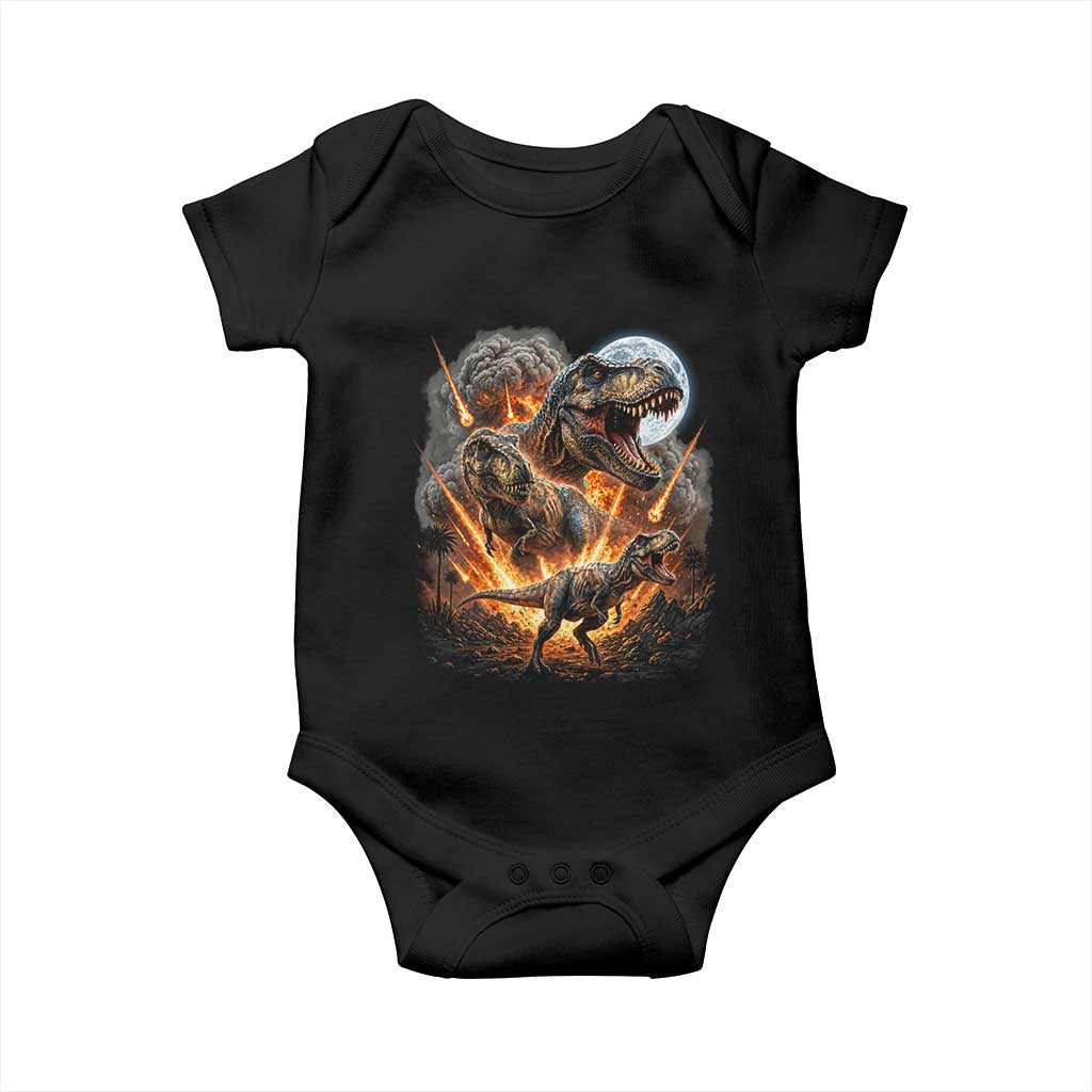 Funny Dinosaur Meteorite Strike Baby Onesie Epic Paleontology Gift TS12 Black Print Your Wear