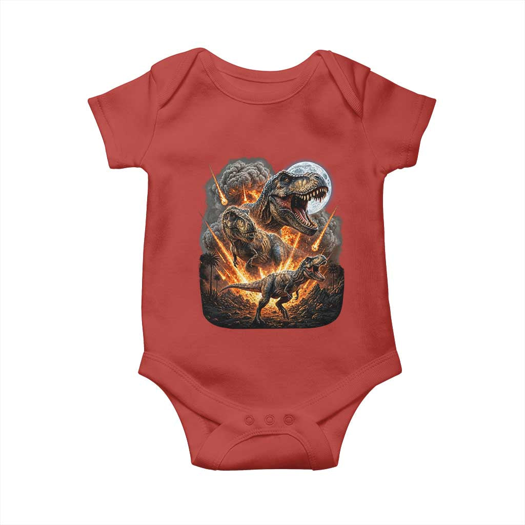 Funny Dinosaur Meteorite Strike Baby Onesie Epic Paleontology Gift TS12 Red Print Your Wear