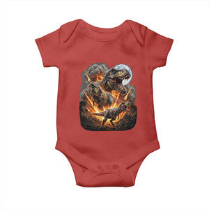 Funny Dinosaur Meteorite Strike Baby Onesie Epic Paleontology Gift TS12 Red Print Your Wear