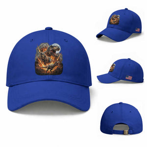 Funny Dinosaur Meteorite Strike Baseball Cap Epic Paleontology Gift TS12 Baseball Cap Universal Fit Royal Blue Print Your Wear