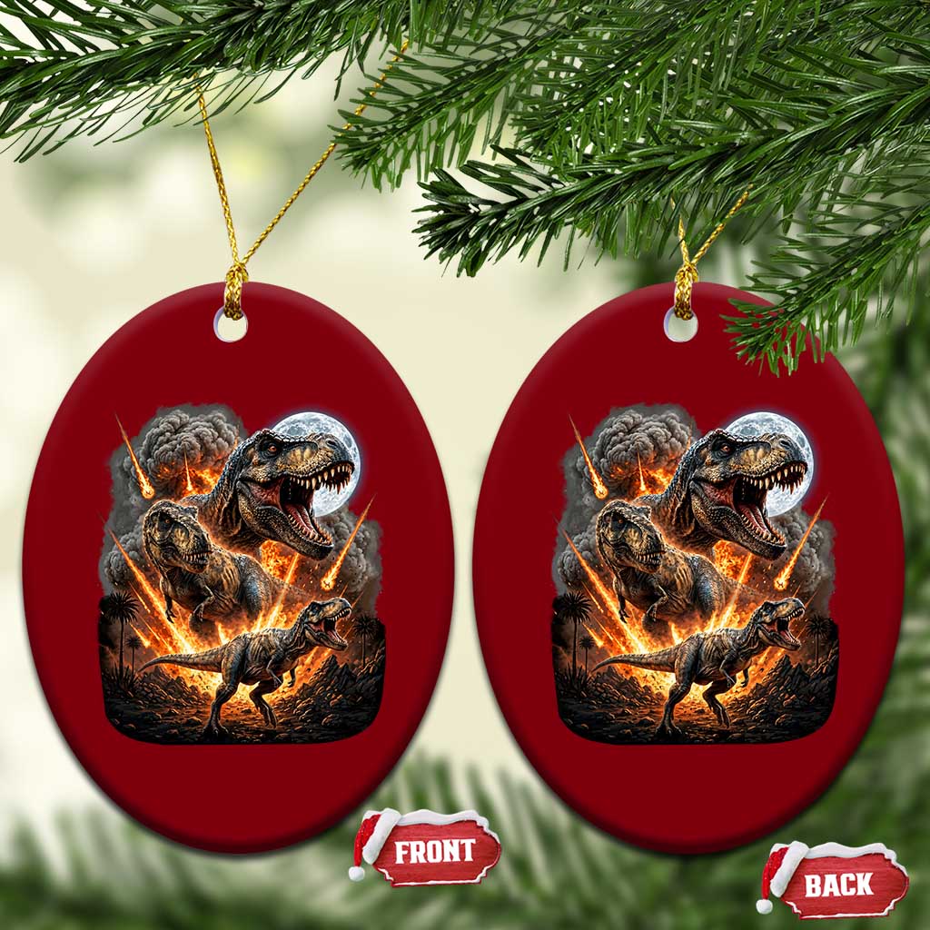 Funny Dinosaur Meteorite Strike Ceramic Ornament Epic Paleontology Gift TS12 Print Your Wear
