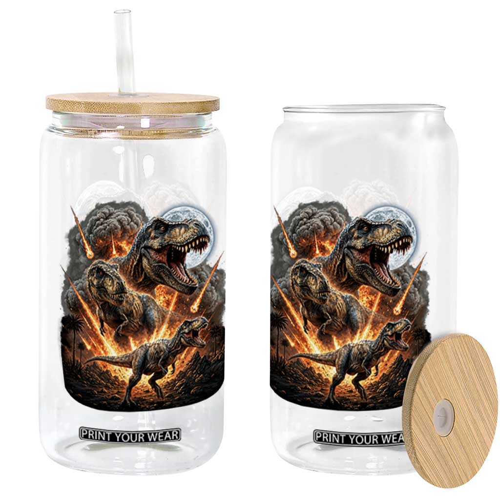 Funny Dinosaur Meteorite Strike Glass Can Epic Paleontology Gift TS12 Print Your Wear
