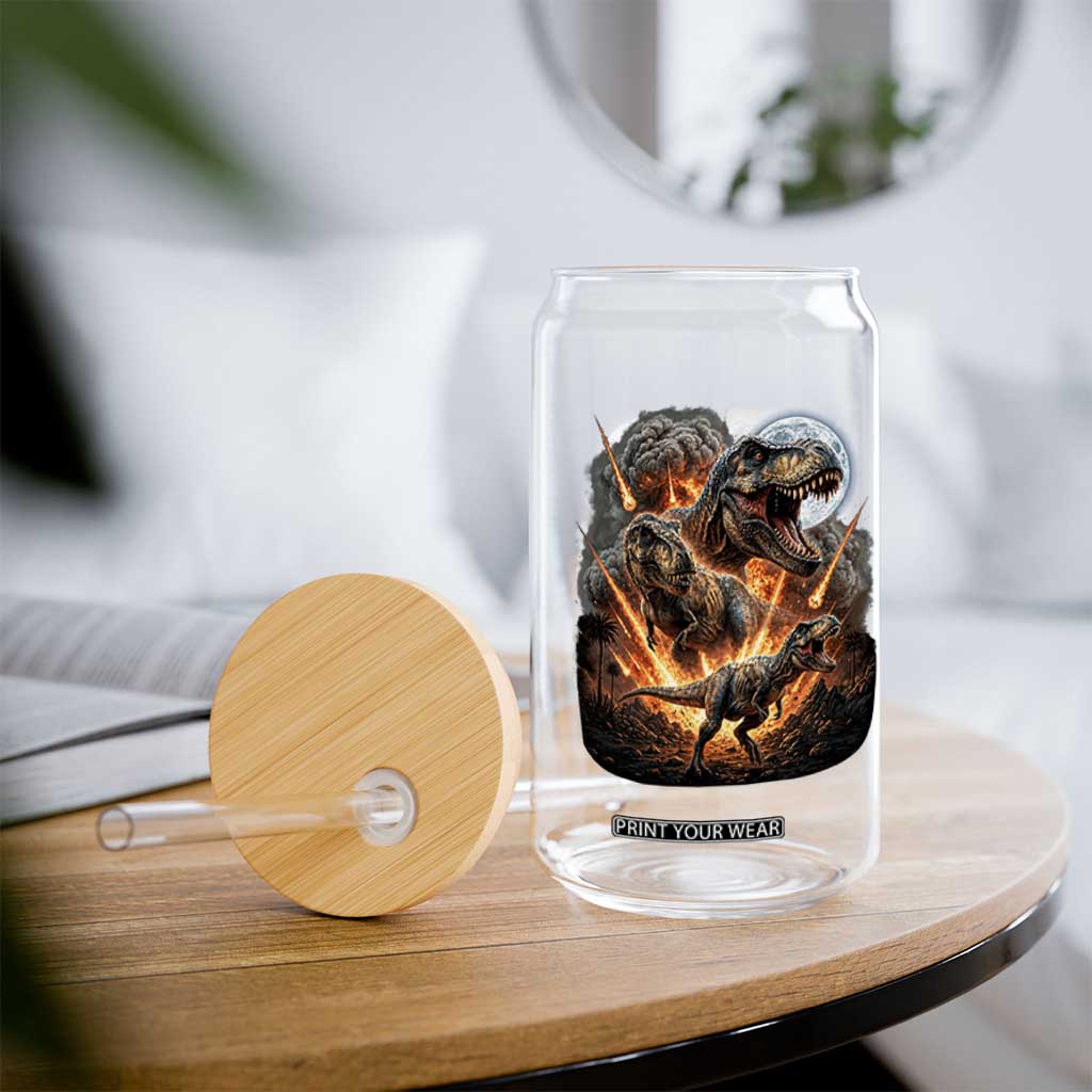 Funny Dinosaur Meteorite Strike Glass Can Epic Paleontology Gift TS12 Print Your Wear