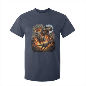 Funny Dinosaur Meteorite Strike T Shirt For Kid Epic Paleontology Gift TS12 Navy Print Your Wear