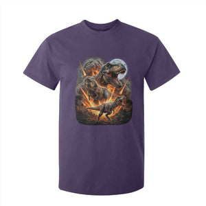 Funny Dinosaur Meteorite Strike T Shirt For Kid Epic Paleontology Gift TS12 Purple Print Your Wear