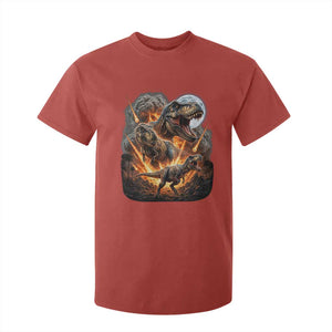 Funny Dinosaur Meteorite Strike T Shirt For Kid Epic Paleontology Gift TS12 Red Print Your Wear