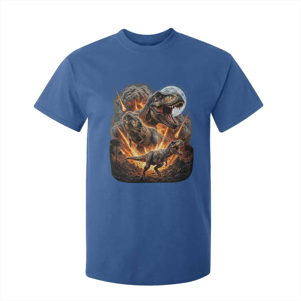Funny Dinosaur Meteorite Strike T Shirt For Kid Epic Paleontology Gift TS12 Royal Blue Print Your Wear