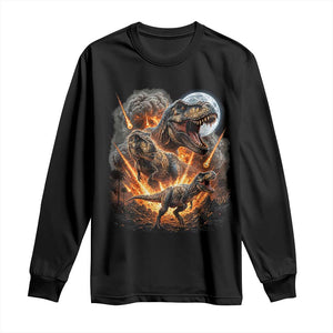 Funny Dinosaur Meteorite Strike Long Sleeve Shirt Epic Paleontology Gift TS12 Black Print Your Wear