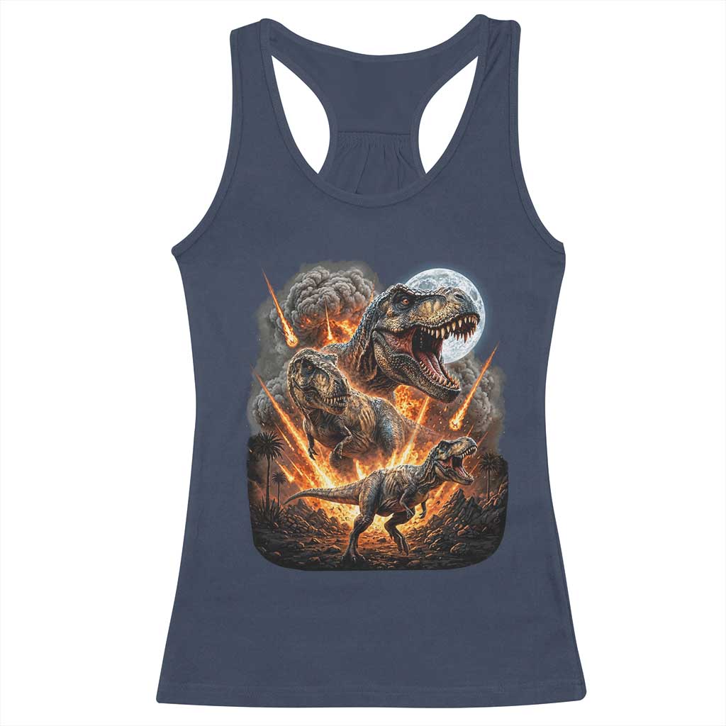 Funny Dinosaur Meteorite Strike Racerback Tank Top Epic Paleontology Gift TS12 Navy Print Your Wear