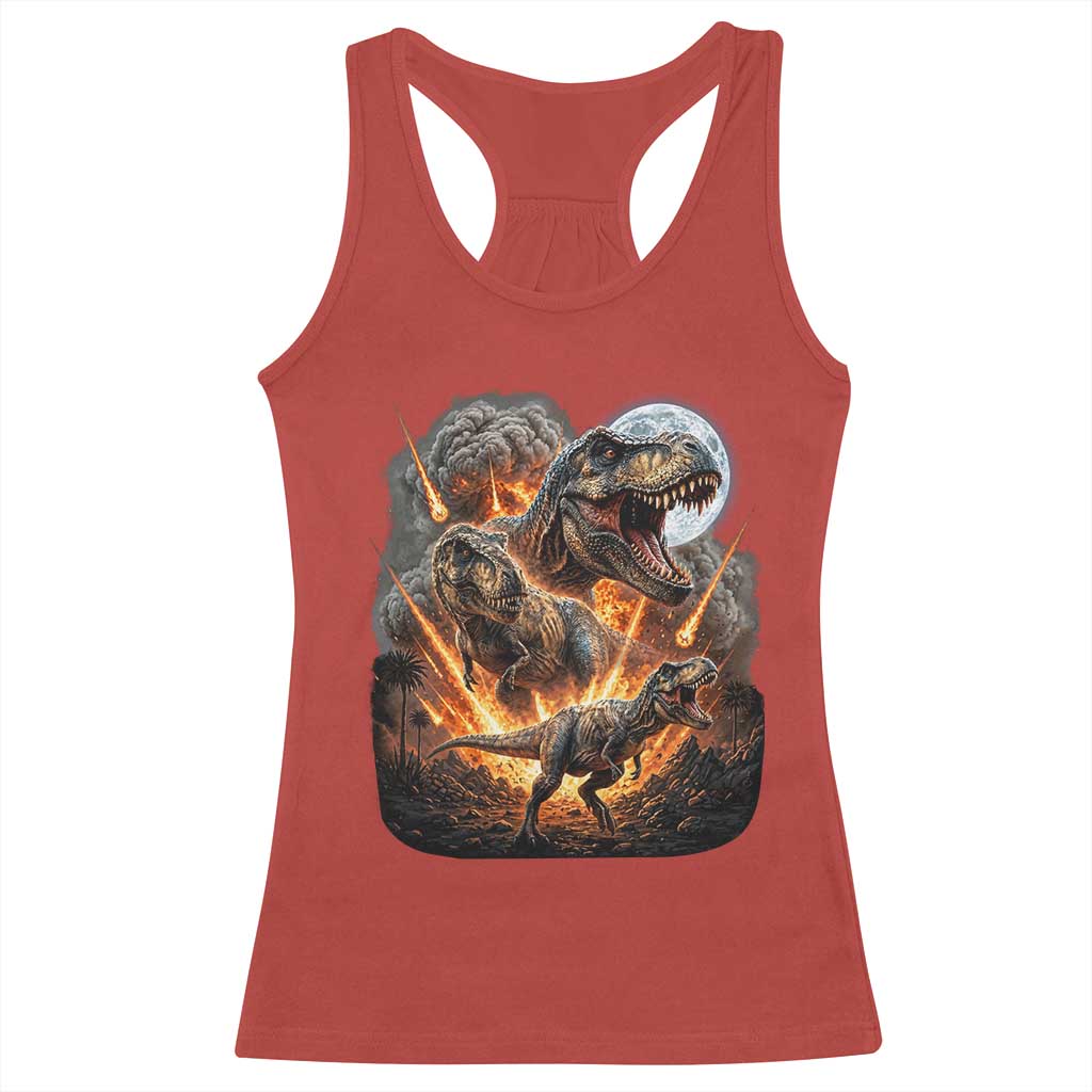 Funny Dinosaur Meteorite Strike Racerback Tank Top Epic Paleontology Gift TS12 Red Print Your Wear
