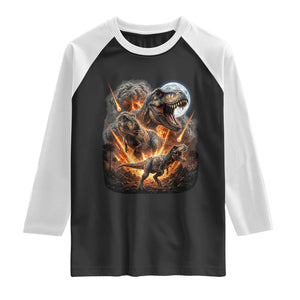 Funny Dinosaur Meteorite Strike Raglan Shirt Epic Paleontology Gift TS12 Black White Print Your Wear