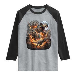 Funny Dinosaur Meteorite Strike Raglan Shirt Epic Paleontology Gift TS12 Heather Gray Black Print Your Wear