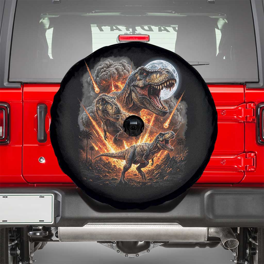 Funny Dinosaur Meteorite Strike Spare Tire Cover Epic Paleontology Gift TS12 Black Print Your Wear