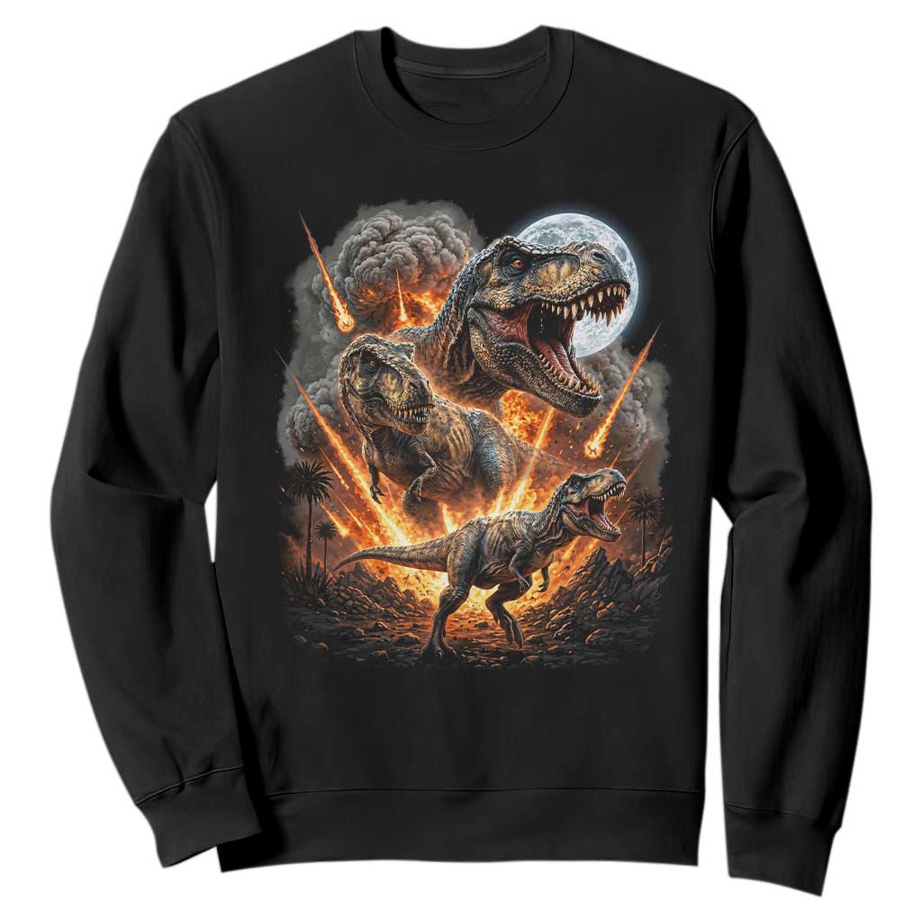 Funny Dinosaur Meteorite Strike Sweatshirt Epic Paleontology Gift TS12 Black Print Your Wear