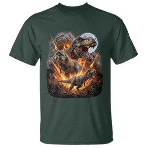 Funny Dinosaur Meteorite Strike T Shirt Epic Paleontology Gift TS12 Dark Forest Green Print Your Wear