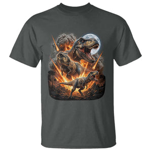 Funny Dinosaur Meteorite Strike T Shirt Epic Paleontology Gift TS12 Dark Heather Print Your Wear