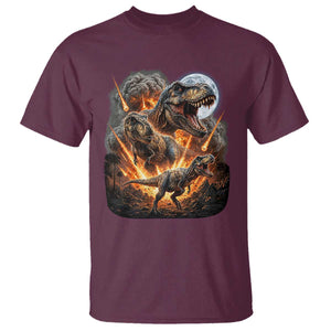 Funny Dinosaur Meteorite Strike T Shirt Epic Paleontology Gift TS12 Maroon Print Your Wear