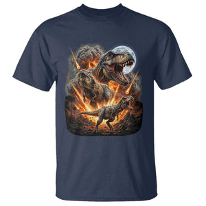 Funny Dinosaur Meteorite Strike T Shirt Epic Paleontology Gift TS12 Navy Print Your Wear