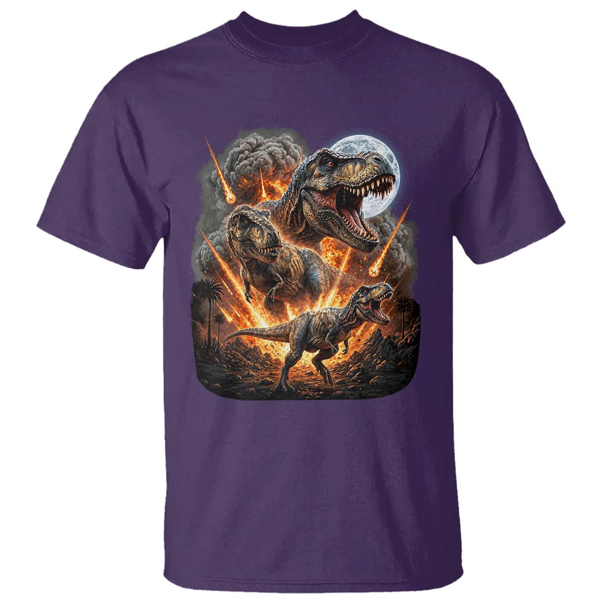 Funny Dinosaur Meteorite Strike T Shirt Epic Paleontology Gift TS12 Purple Print Your Wear