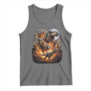 Funny Dinosaur Meteorite Strike Tank Top Epic Paleontology Gift TS12 Black Heather Print Your Wear