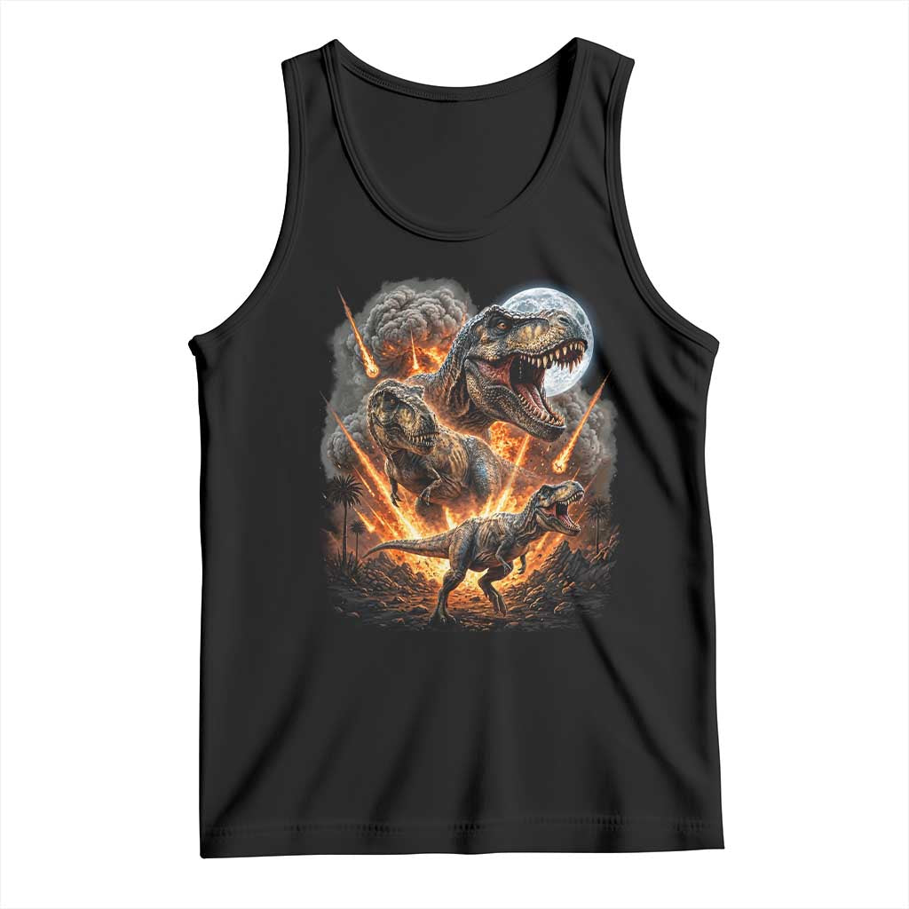 Funny Dinosaur Meteorite Strike Tank Top Epic Paleontology Gift TS12 Black Print Your Wear