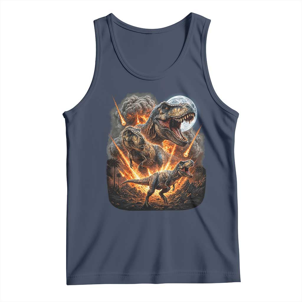 Funny Dinosaur Meteorite Strike Tank Top Epic Paleontology Gift TS12 Navy Print Your Wear