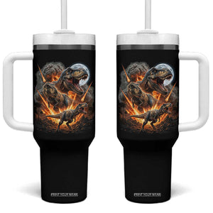Funny Dinosaur Meteorite Strike Tumbler With Handle Epic Paleontology Gift TS12 One Size: 40 oz Black Print Your Wear