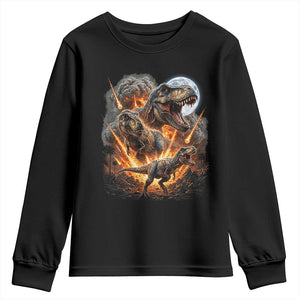 Funny Dinosaur Meteorite Strike Youth Sweatshirt Epic Paleontology Gift TS12 Black Print Your Wear