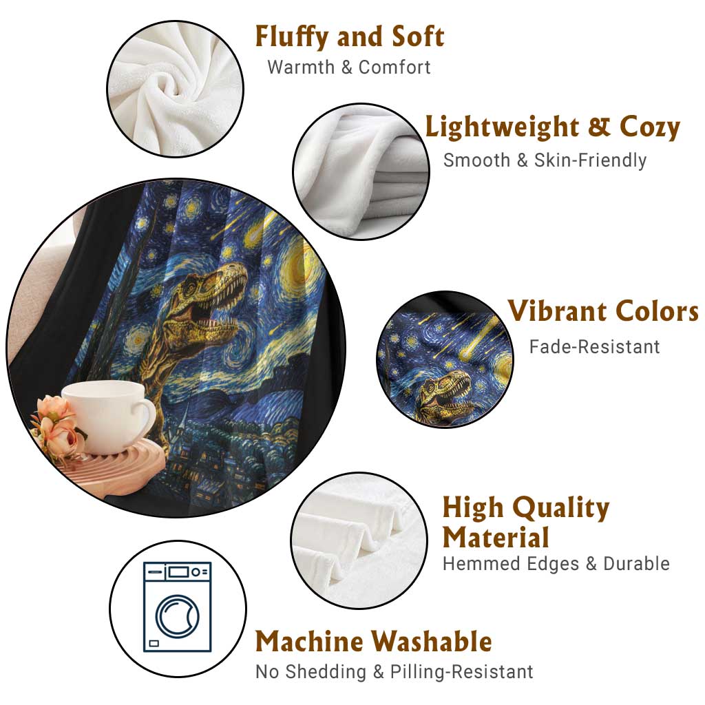 Dinosaur Starry Night Meteor Shower Throw Blanket Astronomy Lover Gift TS12 Print Your Wear