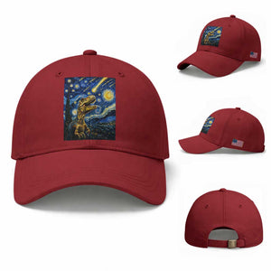 Dinosaur Starry Night Meteor Shower Baseball Cap Astronomy Lover Gift TS12 Baseball Cap Universal Fit Cherry Red Print Your Wear