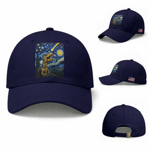 Dinosaur Starry Night Meteor Shower Baseball Cap Astronomy Lover Gift TS12 Baseball Cap Universal Fit Dark Blue Print Your Wear