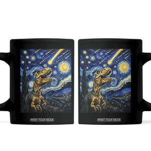 Dinosaur Starry Night Meteor Shower Coffee Mug Astronomy Lover Gift TS12 Black Print Your Wear