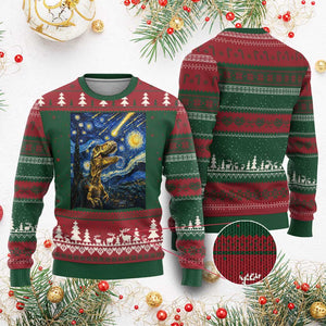 Dinosaur Starry Night Meteor Shower Ugly Christmas Sweater Astronomy Lover Gift TS12 Red Green Print Your Wear